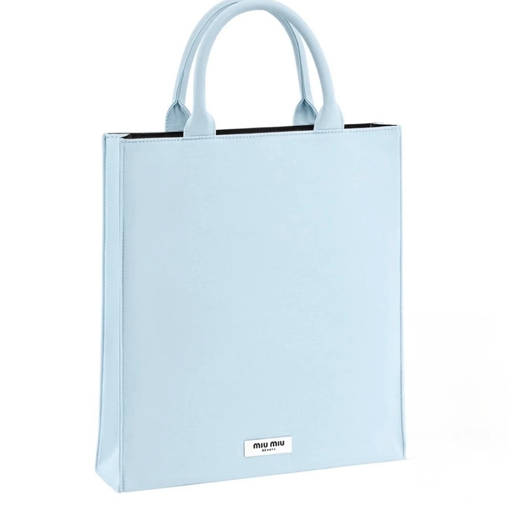 MIU MIU Light Blue tote mini bag logo purse wristlet